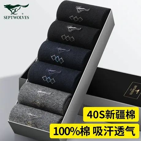七匹狼袜子男士夏季薄款纯棉吸汗透气防臭中筒袜棉袜夏天商务男袜商品大图