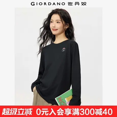 佐丹奴t恤女秋季新款纯棉宽松上衣小熊刺绣圆领长袖T恤女13325692商品大图
