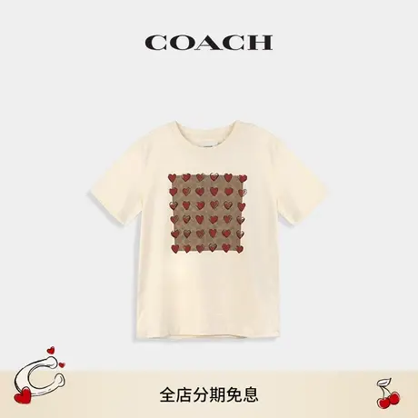【七夕礼物】COACH/蔻驰女士爱心图案老花T恤棉质短袖上衣舒适商品大图