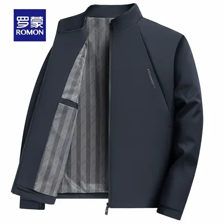 罗蒙男士商务休闲立领夹克2025秋季新款百搭外套抗皱易打理上衣男商品大图