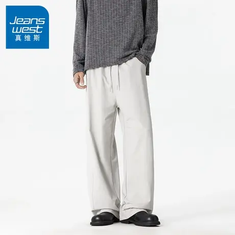 N5真维斯男士休闲裤2025新款秋季潮流宽松直筒运动阔腿裤男款裤子商品大图