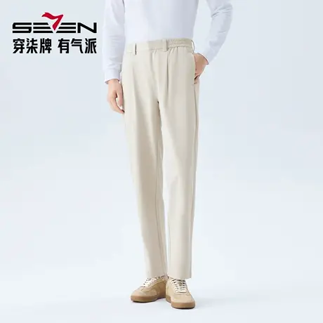 【调节腰头】柒牌男装弹力休闲裤男士针织长裤中青年中腰直筒男裤图片
