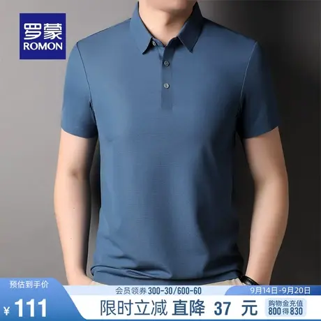 罗蒙男士修身翻领T恤2023夏季新款商务百搭短袖POLO衫中青年上衣图片