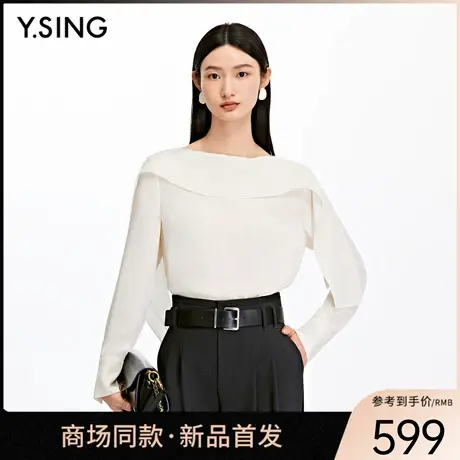 【商场同款】Y.SING衣香丽影2026春米色飘带衬衫160111103商品大图