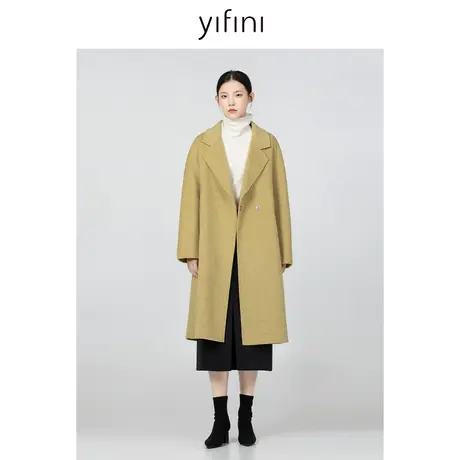 Yifini/易菲长款宽松长款双面呢大衣女2023秋冬新款气质呢子外套图片