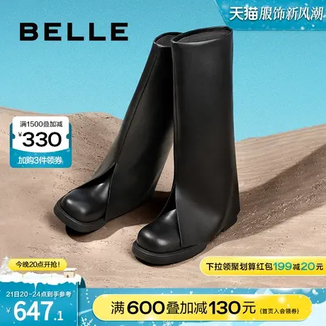百丽裤管靴潮酷复古女靴2023冬季新款靴子商场高筒休闲靴A3A2DDG3图片