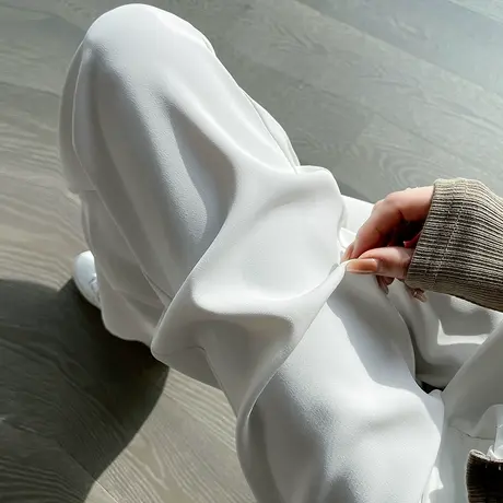 冰丝阔腿裤女春夏2024年新款拖地直筒裤子宽松显瘦高腰垂感西装裤商品大图