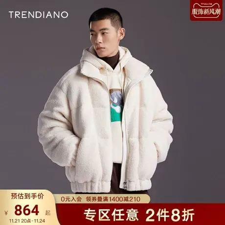 TRENDIANO官方男装冬季新款仿羊毛羽绒服外套图片