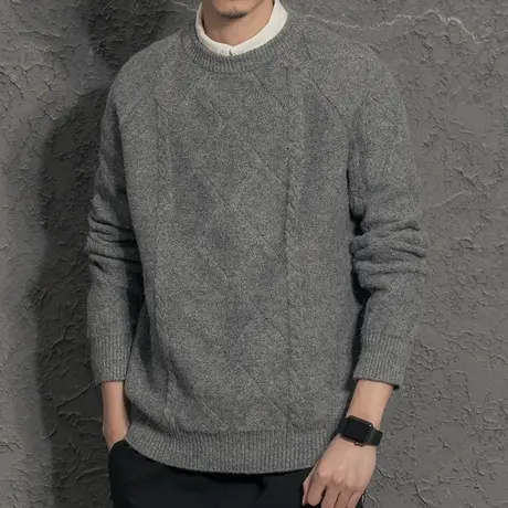 麻花毛衣男士宽松加厚日系慵懒秋冬季新款修身针织衫潮流线衣韩版图片