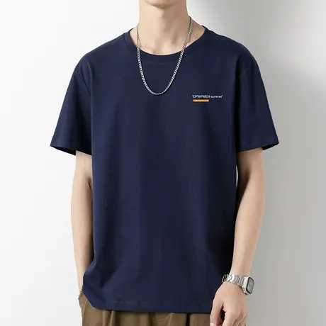 纯棉短袖t恤男宽松圆领上衣服潮牌潮流ins全棉半袖圆领打底衫体恤图片
