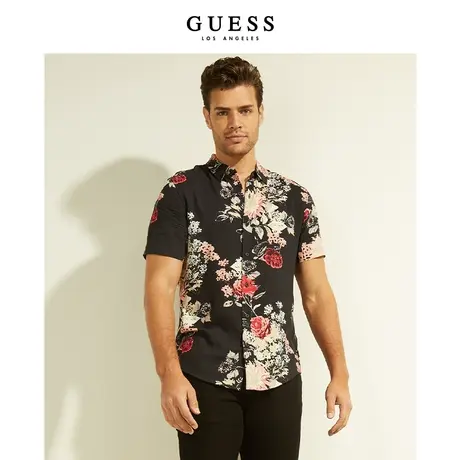 GUESS 男士复古潮流短袖衬衫-M2GH09WD4Z2图片