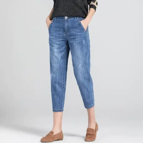 七分牛仔裤女夏薄款小个子八分裤夏季8分九分裤萝卜老爹裤哈伦裤商品大图