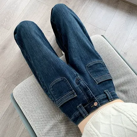 阔腿牛仔裤女春秋2024年新款高腰直筒宽松显瘦ins小个子拖地裤子商品大图