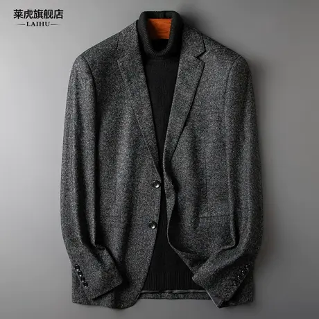 羊毛呢子西装外套男修身韩版潮流秋冬新款时尚商务小西服男潮上衣商品大图