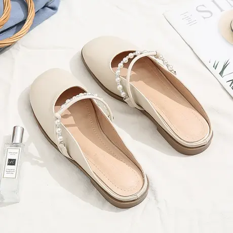 2023年春夏季新款晚晚仙女风平底无后跟懒人网红包头半拖鞋女外穿商品大图