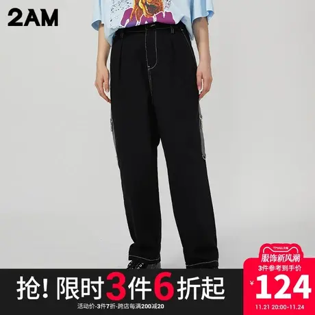 卡宾潮牌2AM时尚工装街头风直筒牛仔裤长裤商品大图