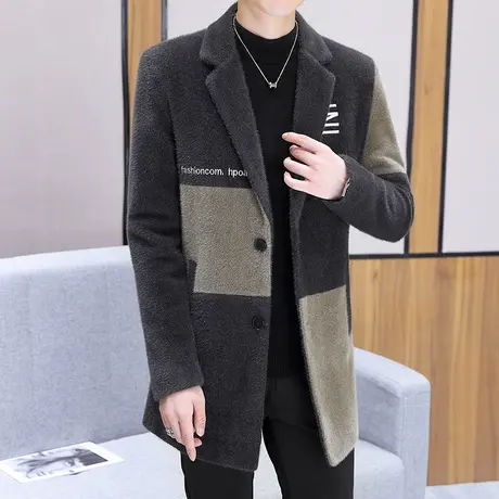 男士毛呢大衣中长款风衣外套潮流冬季呢子外套韩版休闲冬装上衣服图片