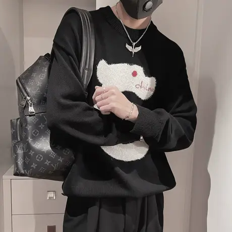 设计感国潮龙年情侣款毛衣男冬季2023个性重磅加厚潮牌内搭针织衫商品大图