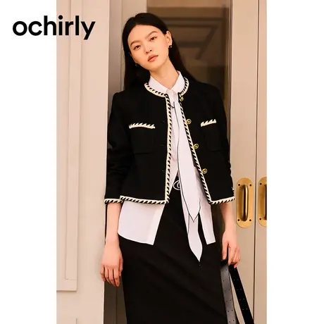 【品牌甄选】高奢小香 欧时力CE风羊毛呢羽绒外套  23新秋保暖感商品大图