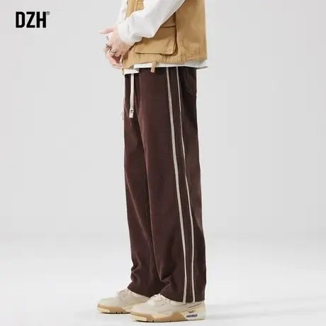 男士直筒休闲裤男春季裤子2024新款灯芯绒运动裤男款肌理感阔腿裤商品大图