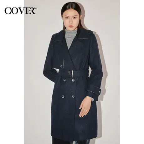 【昕怡粉丝专享】恩裳COVER冬季珠片羊毛双面呢修身款风衣图片