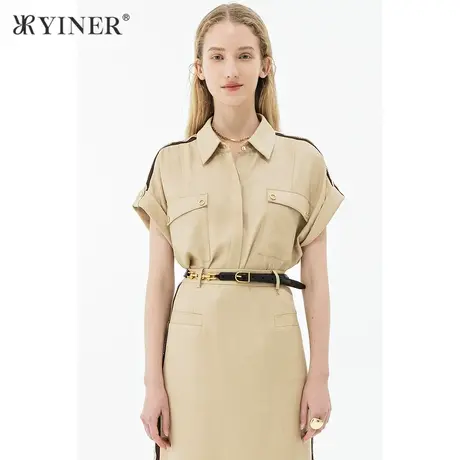 *YINER音儿女装夏季衬衣单排扣短袖衬衫商品大图