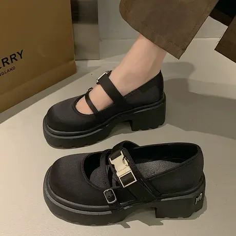 复古玛丽珍鞋女2024春秋季新款百搭英伦风小皮鞋法式粗跟浅口单鞋商品大图