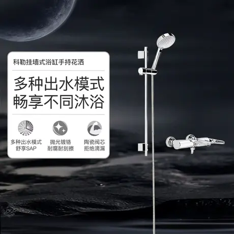 科勒浴缸淋浴花洒利奥挂墙式家用浴缸花洒简易龙头套装K-R72319T图片