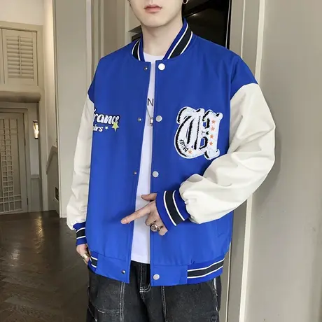 克莱因蓝夹克外套男士棒球服秋季秋冬款男生潮牌ins潮流百搭男装图片