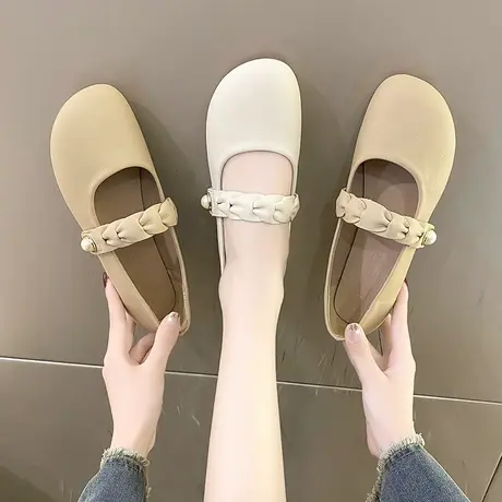 平底单鞋女夏季软底软皮小皮鞋气质百搭女鞋子春秋款浅口玛丽珍鞋商品大图