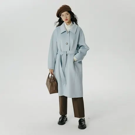 omont蛋挞家 翻领羊毛大衣女2023秋冬新款高级感中长款呢子外套商品大图