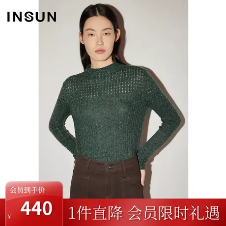 恩裳COVER冬2022时尚坑条织法显瘦百搭亲肤牦牛绒保暖毛织衫商品大图