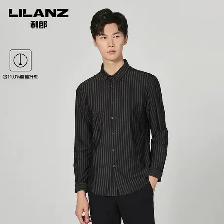 利郎官方 长袖衬衫男秋季新款商务休闲条纹领子烫钻男士衬衣图片