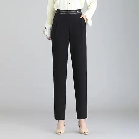 黑色烟管裤女秋季2023新款高腰显瘦小直筒职业裤子垂感休闲小脚裤商品大图