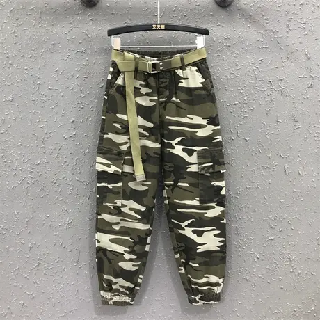 2023年秋季新款松紧腰宽松显瘦口袋设计哈伦裤工装休闲裤女百搭潮图片