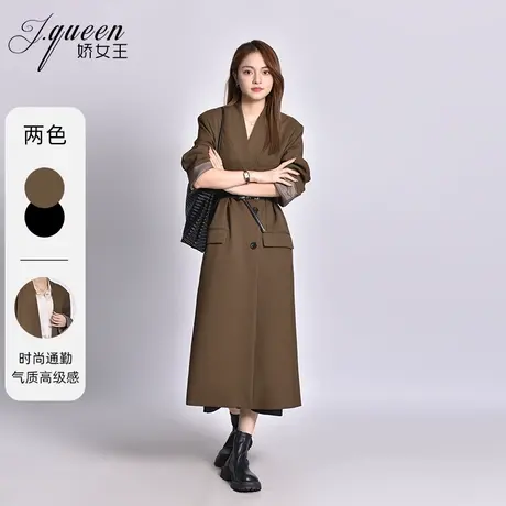 西装外套女中长款秋季新款宽松时尚高级设计感假领正肩西服大衣商品大图