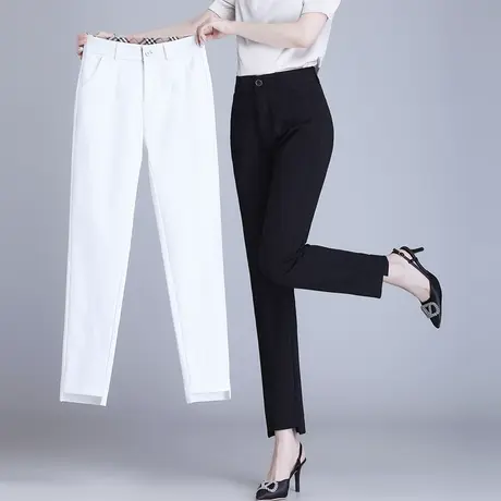 窄版直筒裤女夏季显高显瘦气质烟管裤时尚百搭修身休闲裤高腰裤子图片