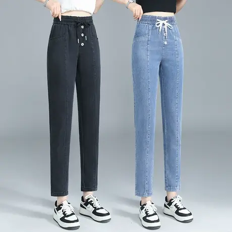 九分天丝牛仔裤女夏季薄款冰丝宽松哈伦裤2023年新款显瘦直筒裤子商品大图