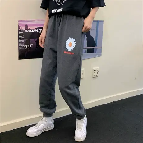 休闲裤子女夏薄款宽松韩版高腰直筒显瘦百搭哈伦束脚运动裤ins潮图片