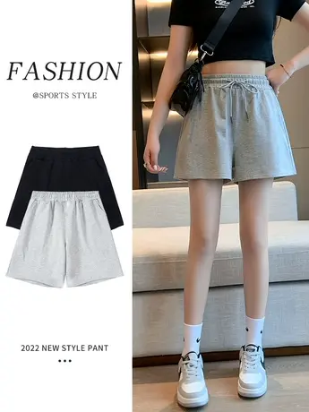 运动短裤女夏薄款高腰a字窄版阔腿裤子休闲小个子潮ins三五分热裤商品大图