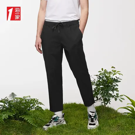 海一家抽绳松紧腰九分裤2023夏季新款基础简约青年男士休闲裤图片