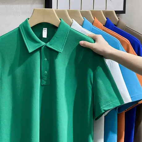 美式休闲男士polo衫春夏季潮流纯色简约上衣宽松休闲短袖t恤衫男商品大图