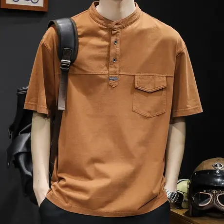 重磅水洗Polo衫男短袖t恤男士半袖上衣潮牌大码2023新款男装体恤商品大图