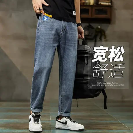 秋季潮牌广州新塘牛仔裤男士宽松直筒2023年新款休闲男裤子春秋款商品大图