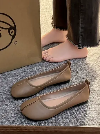 软底森系复古猪蹄单鞋女2023夏季新款法式圆头平底淑女温柔豆豆鞋商品大图