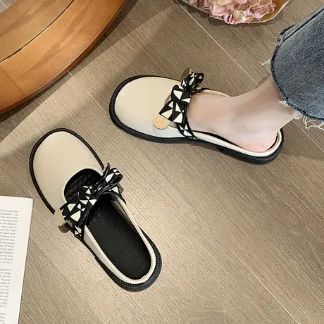 包头半拖鞋女外穿2023春夏季新款时尚穆勒法式平底单鞋ins潮凉拖商品大图
