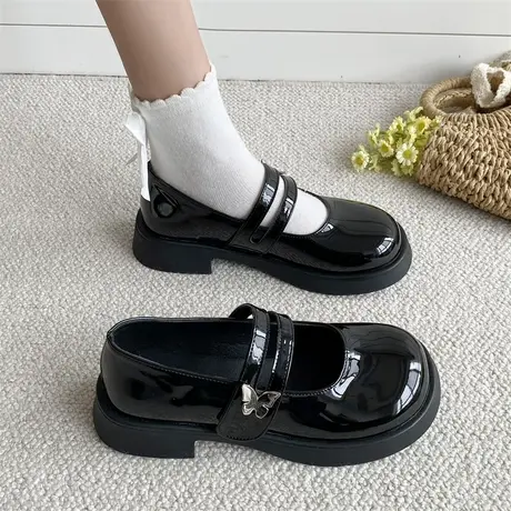 永希玛丽珍女鞋2023年夏季新款高跟浅口单鞋法式配裙子气质小皮鞋商品大图