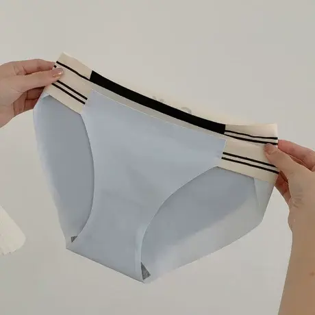 无痕内裤女夏季薄款低腰字母冰丝三角短裤头镂空纯棉裆性感纯欲风商品大图