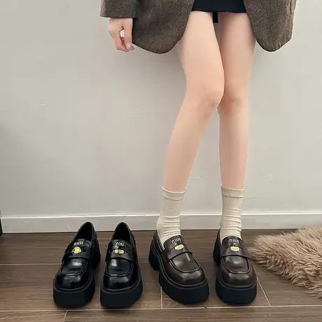 复古小皮鞋女2024年春秋百搭小个子厚底高级感配裙子高跟乐福鞋潮图片
