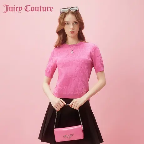 Juicy Couture橘滋2024新款怦然心动提花圆领女式短袖针织衫商品大图